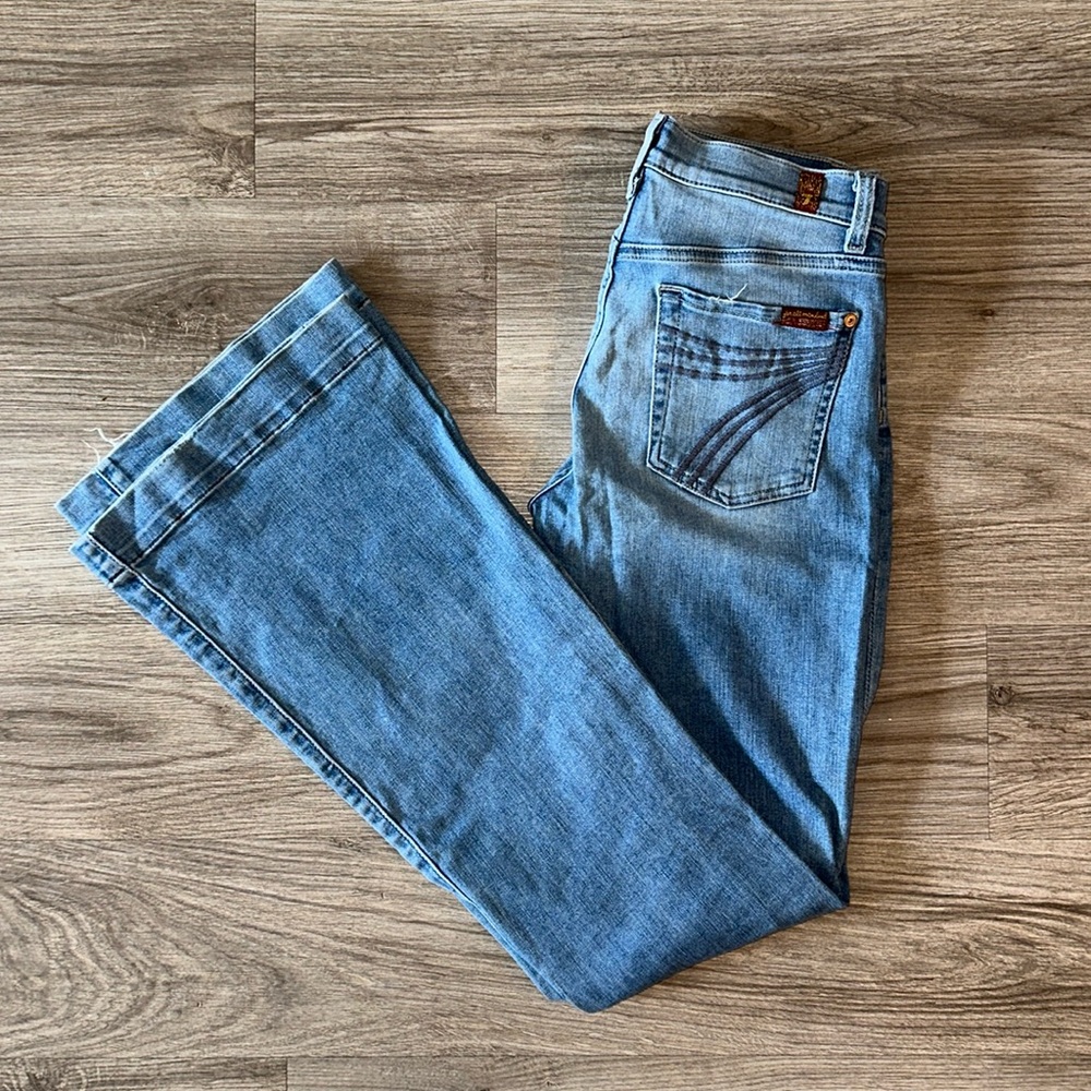 7 For All Mankind Light Wash Dojo Flare Jean